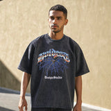 Mens Vintage T Shirt Washed and Old Short Sleeve T-Shirt