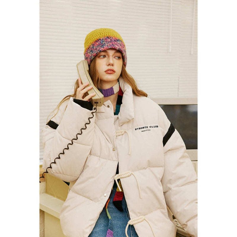 Unisex Coat Cotton-Padded Jacket Graceful Stand Collar Coat