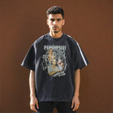 Mens Vintage T Shirt Washing Water Short Sleeve T-Shirt Men