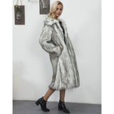 Women Fur Jacket Fashionable Warm Long-Cut Coat