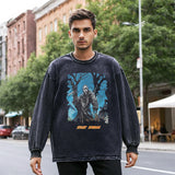 Mens Vintage Long Sleeve Shirt Washing Water Long Sleeve T-Shirt Men and Women
