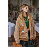 Unisex Coat University Style Plush Cotton Jacket Reversible Coat