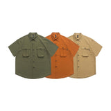 Unisex Shirt Summer Retro Three-Dimensional Pocket Loose