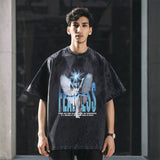 Mens Vintage T Shirt Printed Neckline Short Sleeve T-Shirt