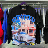 Godspeed T Shirts Convenience Store White Car Printing Cotton Casual Short Sleeve Men's and Women's