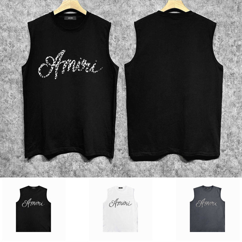 Amiri tank top silver ring snake letterprinting