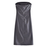 Women Dresses PU Leather Sexy Slit Dress