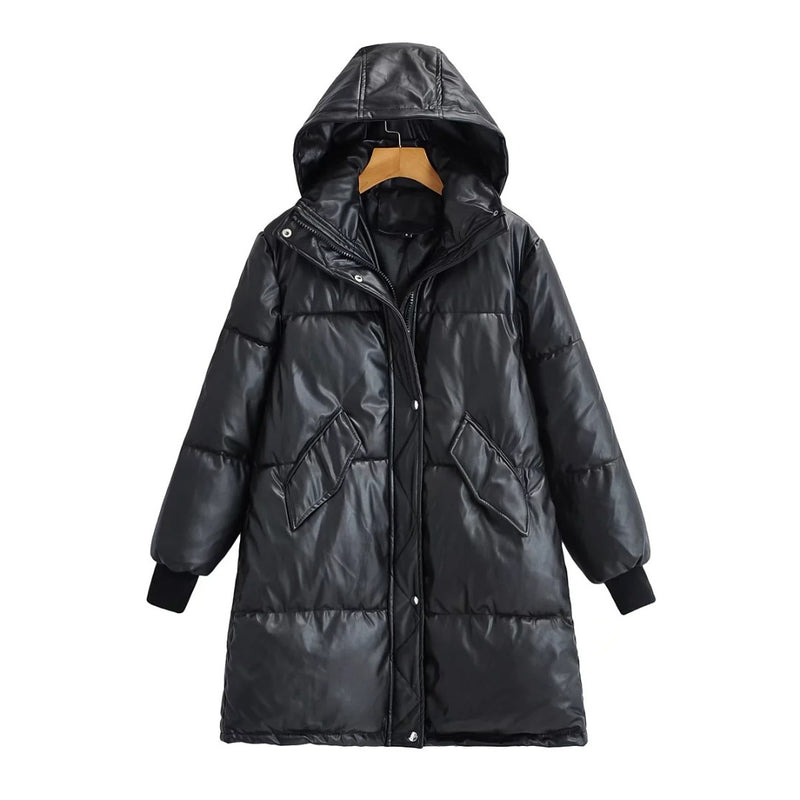 Women Cotton Coat Thick Fashion Leather Coat
