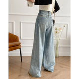 Women Jeans Retro Loose Tied Design Distressed