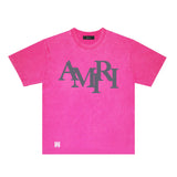 Amiri washed t-shirt all gray letterprinting short sleeves