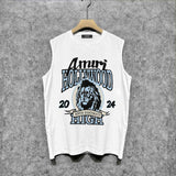 Amiri tank top blue lion printing