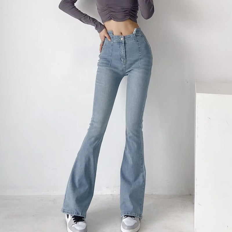 Women Jeans Stretch Slim Fit Bell-Bottom Pants Women Tight