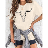 Wrenpies Western Cow Skull Shirts for Women Oversized