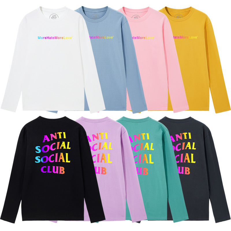 Anti Social Club T Shirt Men 'S Clothing Print Long Sleeve T-shirt Cotton Loose