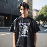 Mens Vintage T Shirt Vintage Washed Printed Short Sleeve T-Shirt