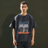 Mens Vintage T Shirt Short Sleeve T-Shirt Men's and Women's Wash