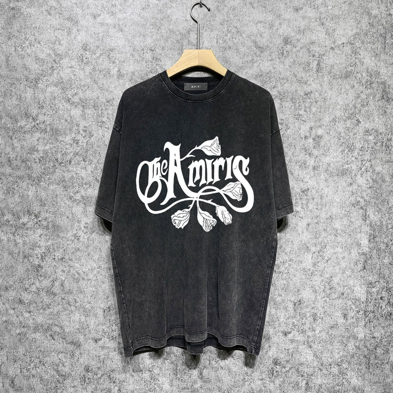 Amiri washed t-shirt morning glory printing short sleeve