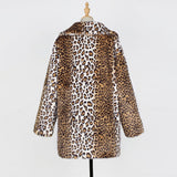 Women Fur Jacket Fashion Leopard Print Plush Coat