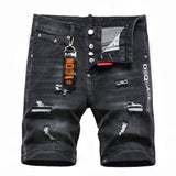 DSQ2 Short Jeans Ripped Patch Slim-fit Stretch Denim Shorts
