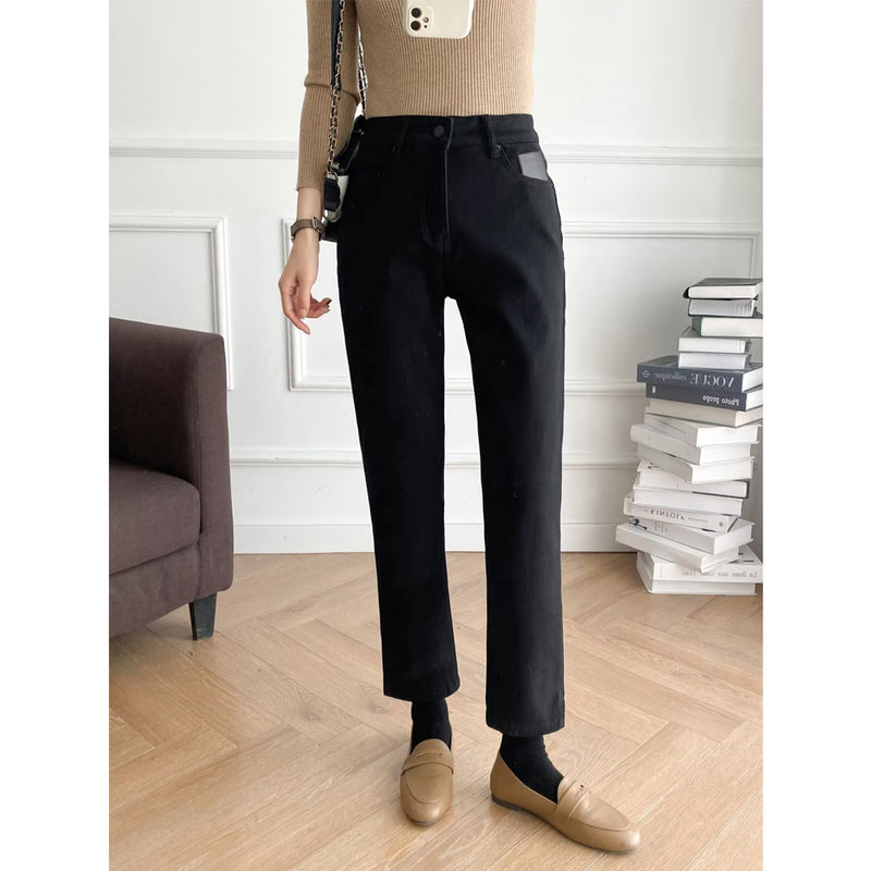 Women Jeans Fleece-Lined Vintage Leisure