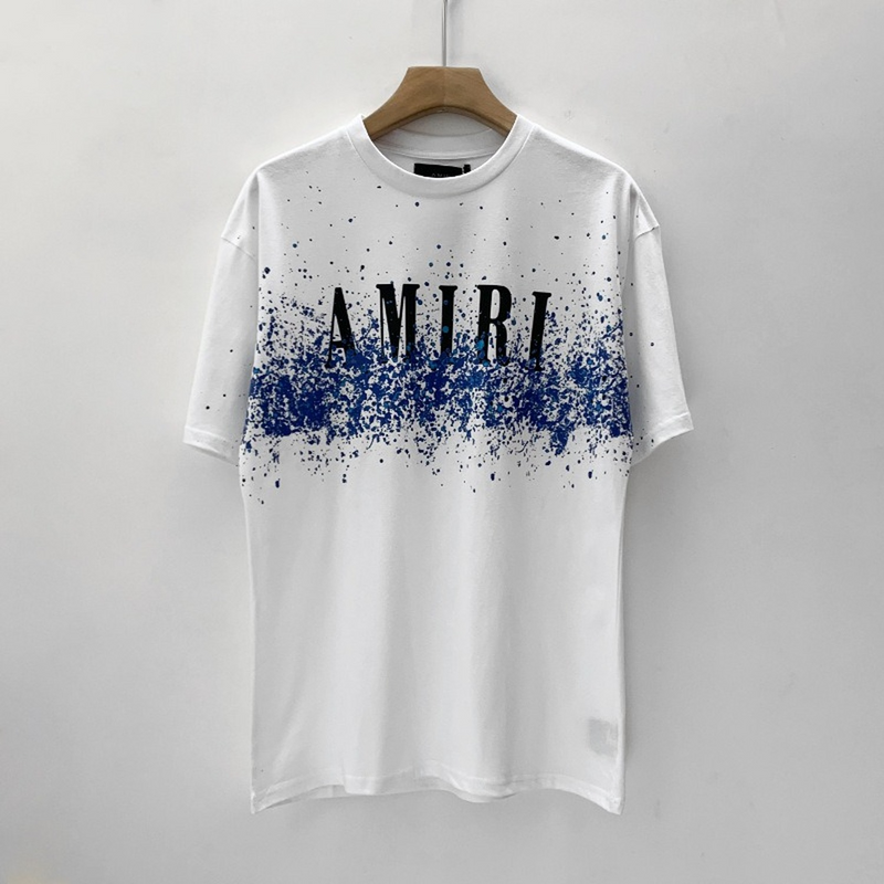 Amiri T Shirt Colorful Splash Ink Casual Hip Hop Short Sleeve T-shirt