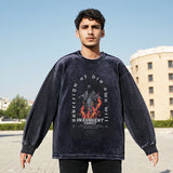 Mens Vintage Long Sleeve Shirt Print Crew Neck Long Sleeve