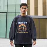 Mens Vintage Long Sleeve Shirt Loose Long Sleeve Cotton