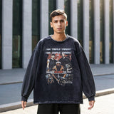 Mens Vintage Long Sleeve Shirt Loose Long Sleeve Cotton