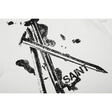 Unisex T-Shirts Saint Michael Fun Nail Print Casual Loose T-Shirt
