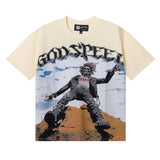 Godspeed T Shirts Falling Skull Print Cotton Casual Short Sleeve Men and Women