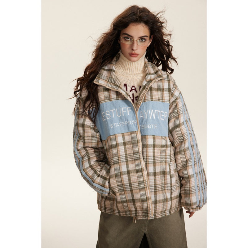 Unisex Coat Stitching Cotton Coat Winter Coat Stand Collar