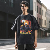 Mens Vintage T Shirt Print Wash Print Short Sleeve