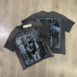 First Row T Shirts LOST UTOPIA UNEARTH CROPPED TEE White Ink Direct Injection Breathable Hot Drill