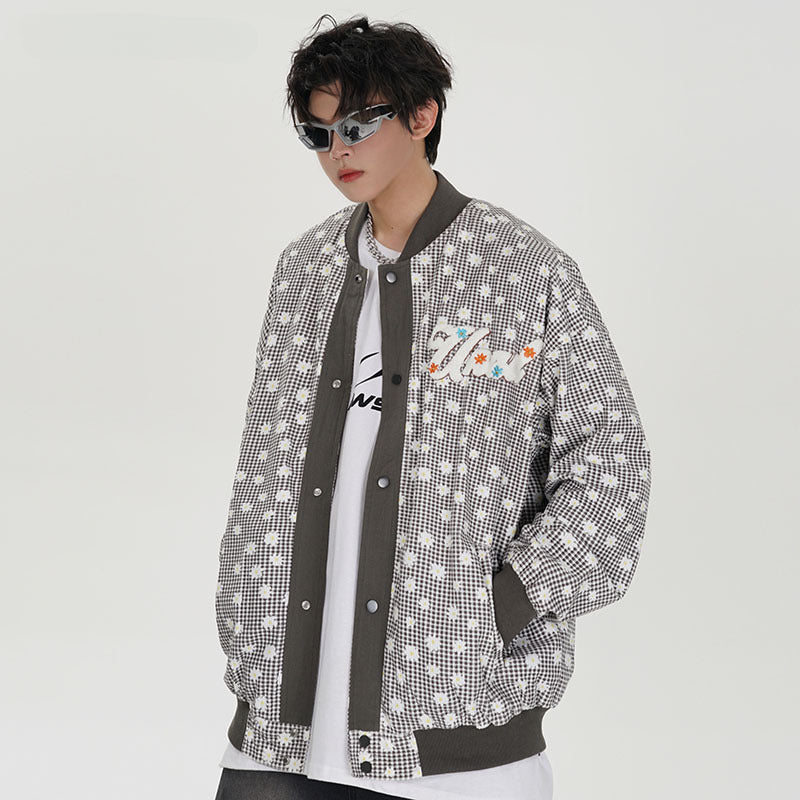 Women Jackets Retro Embroidery-Knitted Baseball Jacket
