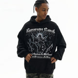 Vintage Hoodie Jesus White Ink Print Vintage Crew Neck Hooded Sweater Fall/Winter
