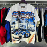 Godspeed T Shirts Supercar Beach Road Print Cotton Casual Short Sleeves Men and Women