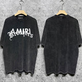 Amiri washed t-shirt letter cross printing short sleeves