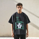 Mens Vintage T-Shirt Washed Short Sleeve T-Shirt