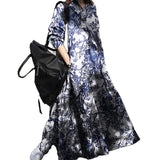 Betty Draper Valentine's Day Dress Autumn Printed Cotton Linen Retro Loose Long Sleeve Dress