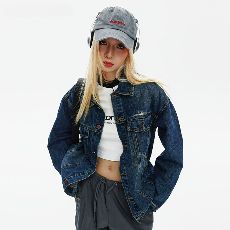 Women Jackets Retro Lazy Style Denim Jacket