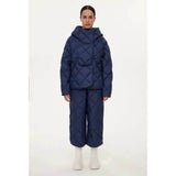 Women Cotton Coat Breasted Loose and Warm Diamond Grid Cotton Jacket