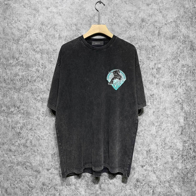 Amiri washed t-shirt black panther short sleeve