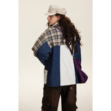 Unisex Coat Plaid Coat Cotton-Padded Jacket Stitching
