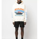 Rhude Hoodie Speedboat Plaid Sleeve Vintage Printed Hooded Sweater Jacket