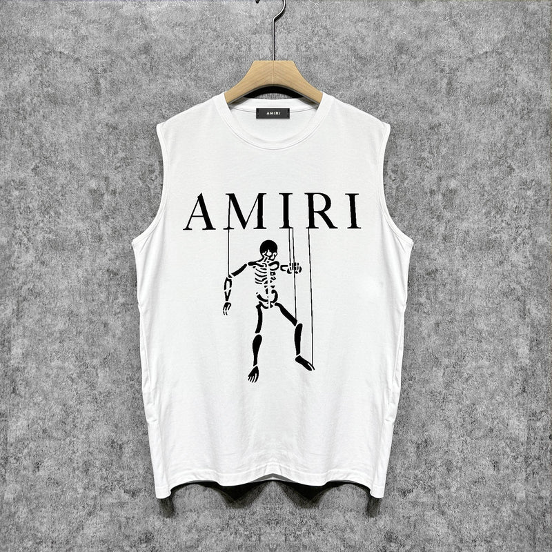 Amiri tank top skull puppet printing