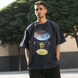 Mens Vintage T Shirt Short Sleeve T-Shirt Men's and Women's Loose