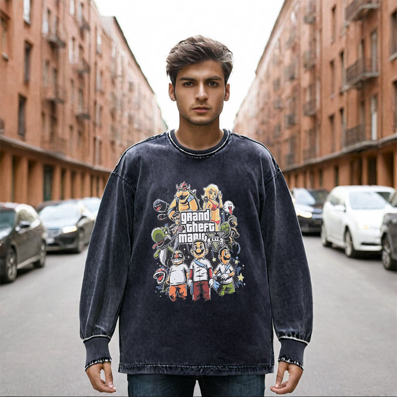 Mens Vintage Long Sleeve Shirt Long Sleeve T-Shirt Men's Sweater