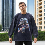 Mens Vintage Long Sleeve Shirt Cartoon Print Long Sleeve