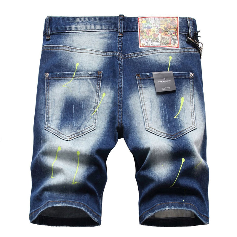 DSQ2 Short Jeans Ripped Stretch Denim Shorts