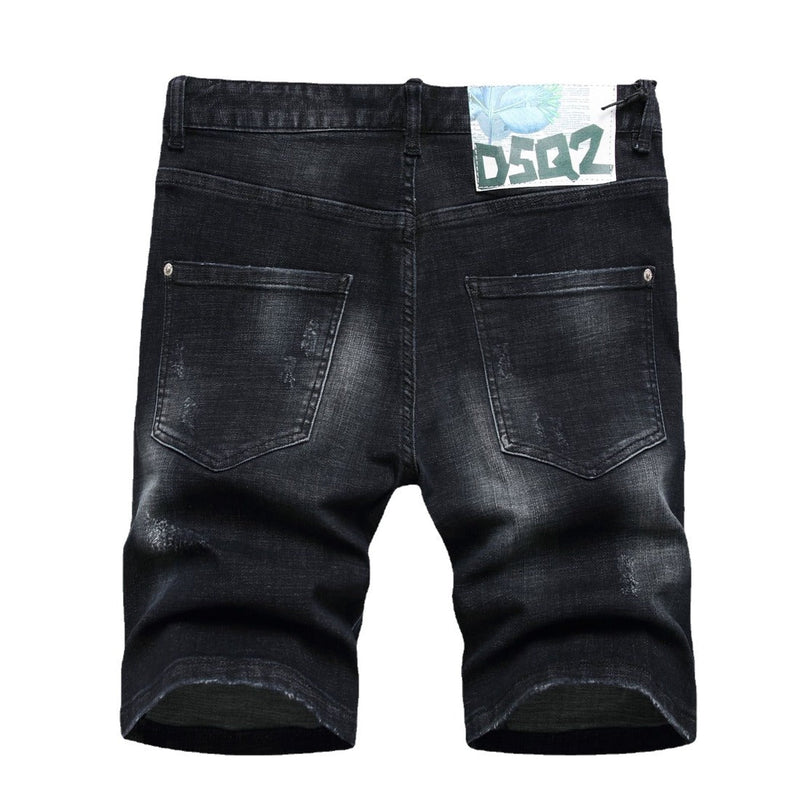 DSQ2 Short Jeans Ripped Patch Slim-fit Stretch Denim Shorts